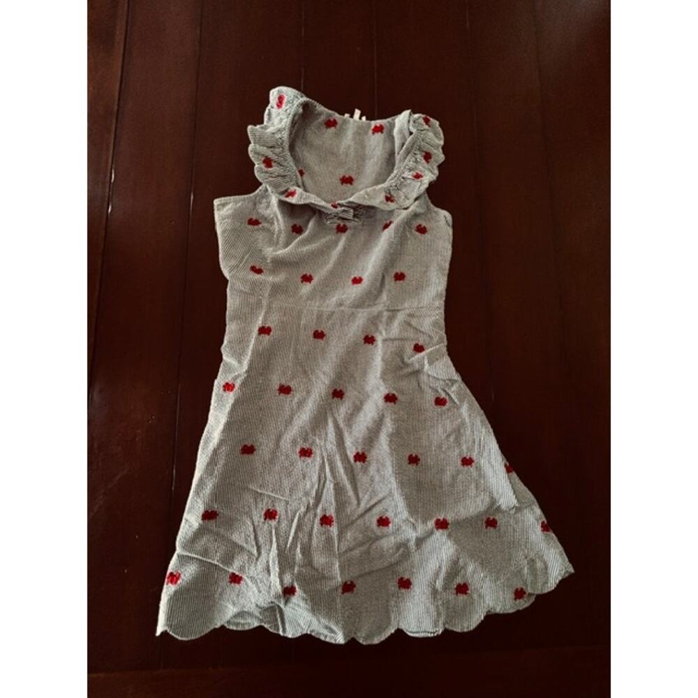 Crown & Ivy Lobster Seersucker Dress M Blue White Crab Embroidered